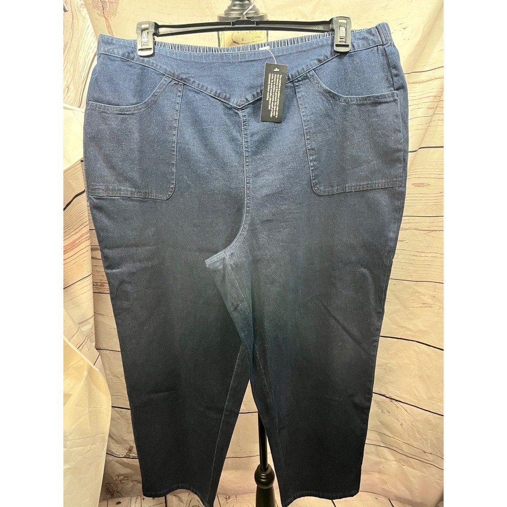 Denim + Co Women's‎ Blue Wash Denim Stretch Comfort Elastic Waist Pants Size 1X